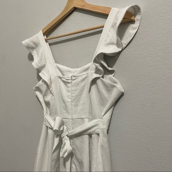 Aqua Dress Button Down Ruffle Sleeveless White Mini Womens XS - Picture 8 of 15
